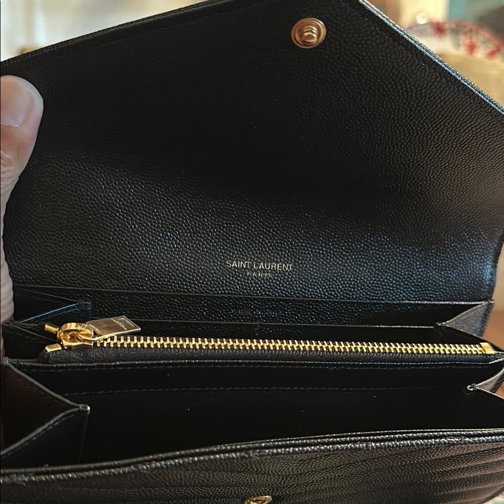 Saint Laurent Quilted Black Clutch with Gold Monogram - Picture 3 of 3